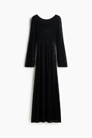 H & M - Ajourgebreide maxi-jurk - Zwart
