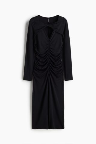 H & M - Gedrapeerde tricot jurk - Zwart