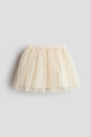 H & M - Glitterende tulen rok - Lichtbeige/Stippen