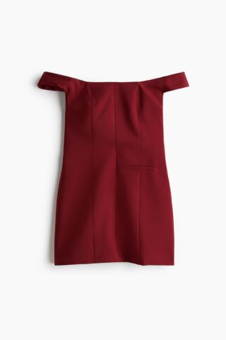 H & M - Off-the-shoulderjurk - Donkerrood