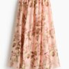 H & M - Uitlopende rok met print - Lichtroze/Bloemen