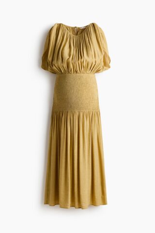H & M - MAMA Voedingsjurk met smokwerk en capedetail - Dusty Geel