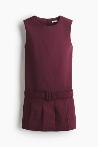 H & M - Shift-jurk met ceintuur - Bordeauxrood