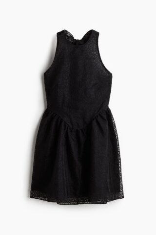 H & M - Halterjurk met borduursel - Zwart