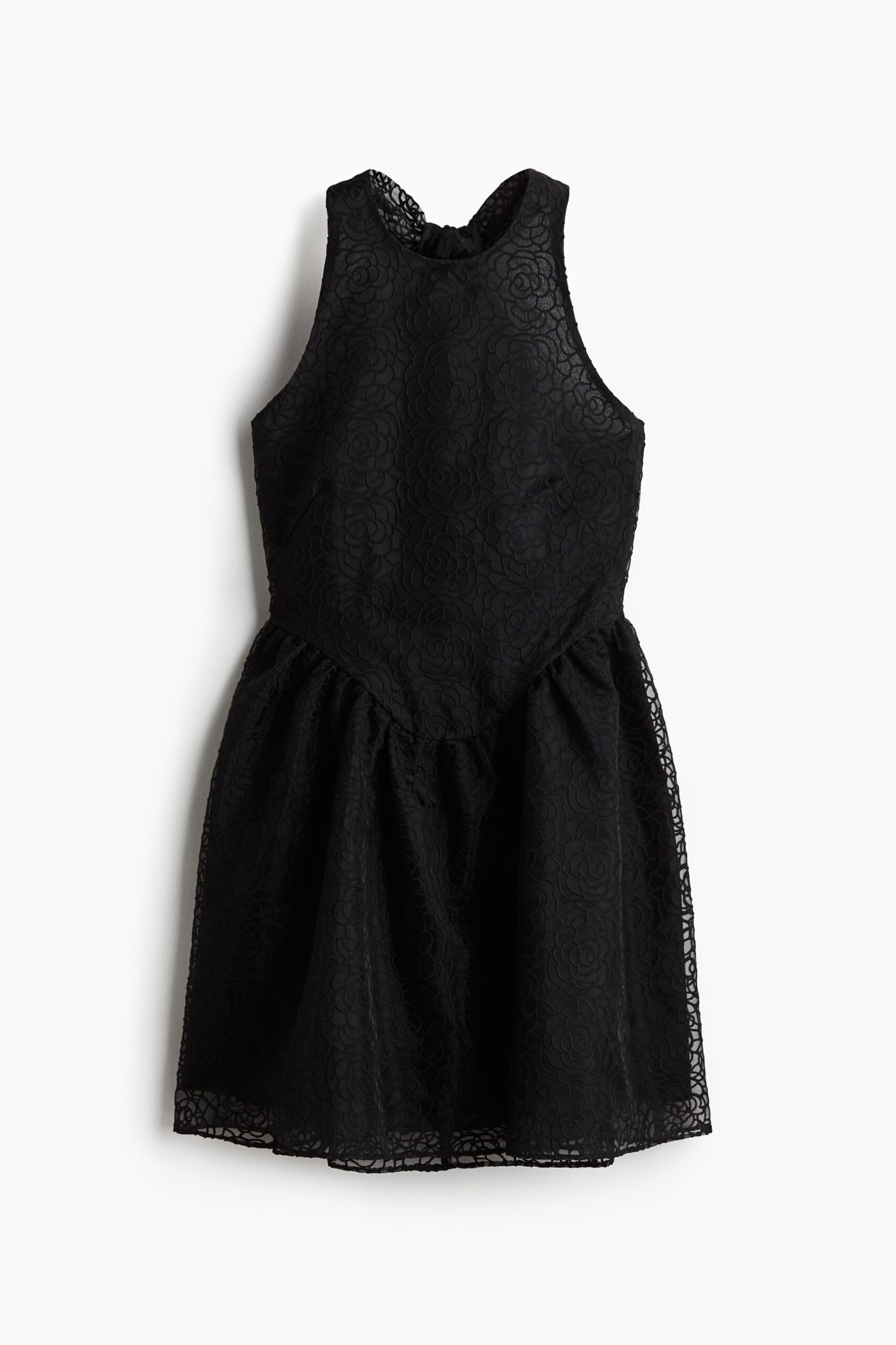 H & M - Halterjurk met borduursel - Zwart