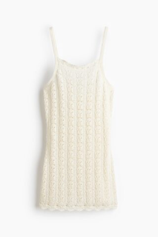 H & M - Ajourgebreide strandjurk - Roomwit