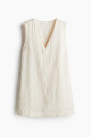 H & M - Shift-jurk met V-hals - Lichtbeige