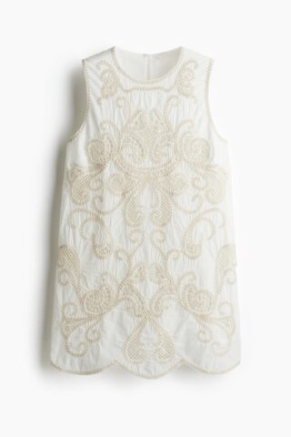 H & M - Shift-jurk met broderie anglaise - Wit/Roomwit