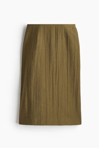 H & M - Kokerrok met crinkle-effect - Donker Kakigroen