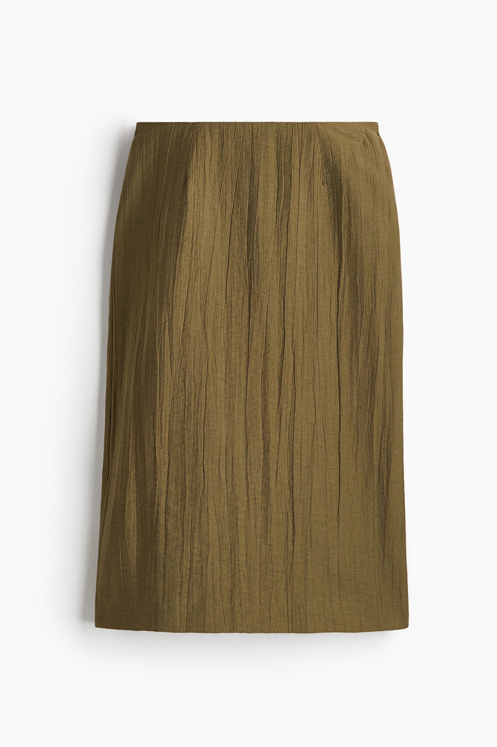 H & M - Kokerrok met crinkle-effect - Donker Kakigroen