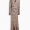 H & M - Ribgebreide maxi-jurk - Greige