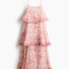 H & M - Volantjurk met ruches - Perzikroze/Bloemen