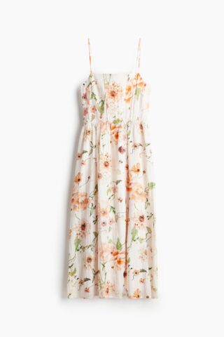 H & M - Strappy midi-jurk - Wit/Bloemen