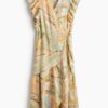 H & M - Overslagjurk met dessin - Beige/Bloemen