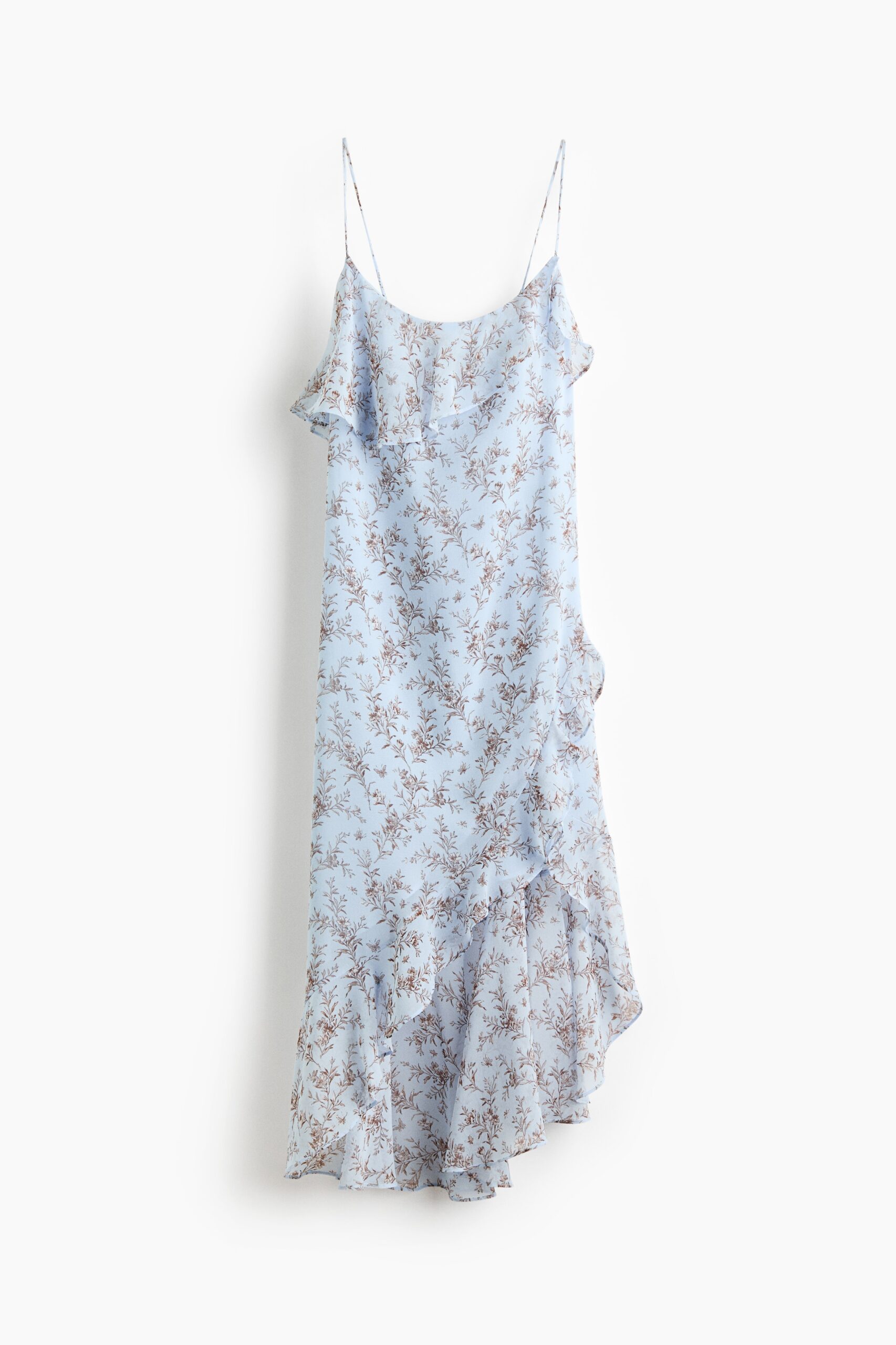 H & M - Strappy jurk met volants - Lichtblauw/Bloemen