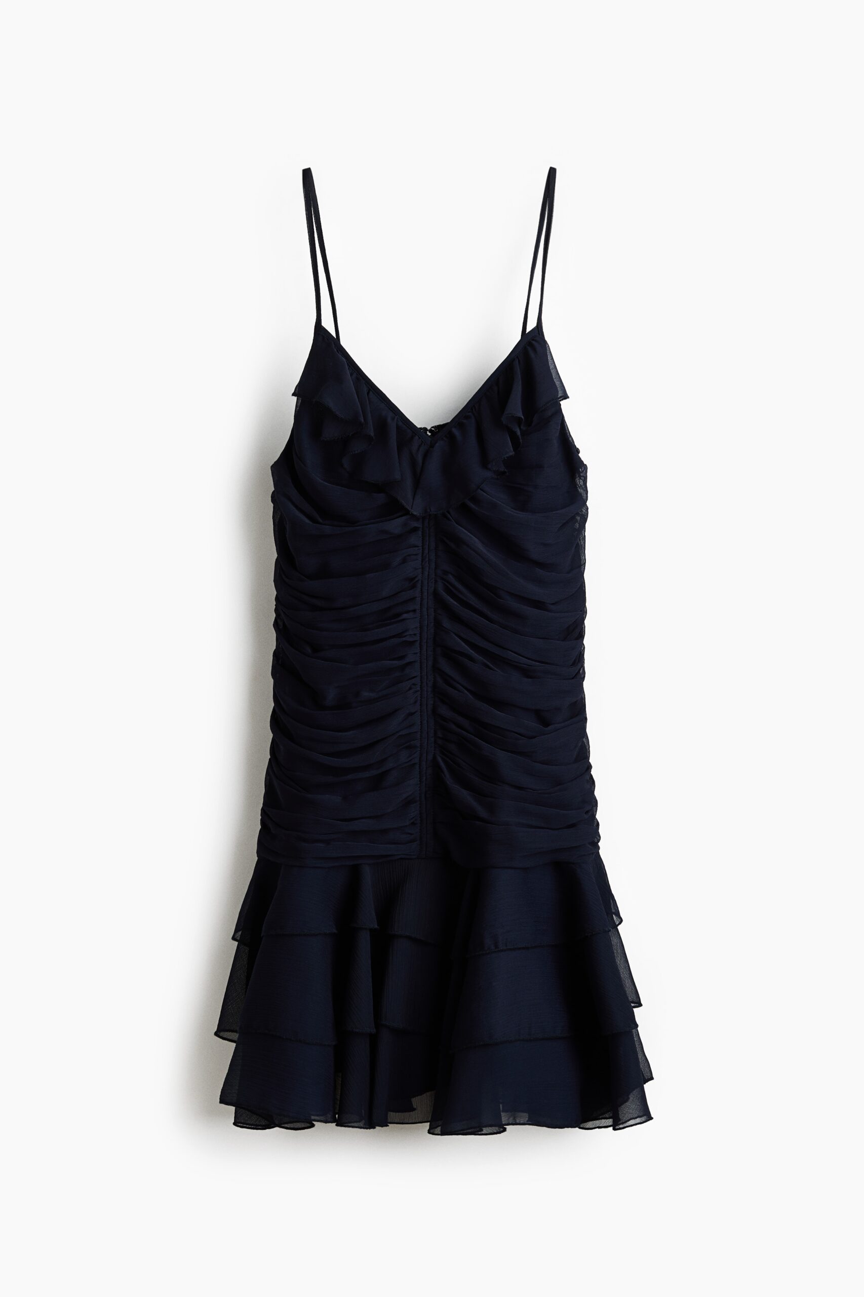 H & M - Gedrapeerde strapjurk van chiffon - Marineblauw