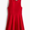 H & M - Jurk met uitlopende rok - Helderrood