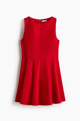 H & M - Jurk met uitlopende rok - Helderrood