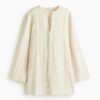H & M - Jacquardgeweven jurk - Lichtbeige