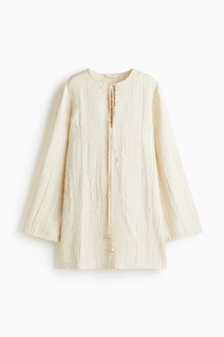 H & M - Jacquardgeweven jurk - Lichtbeige