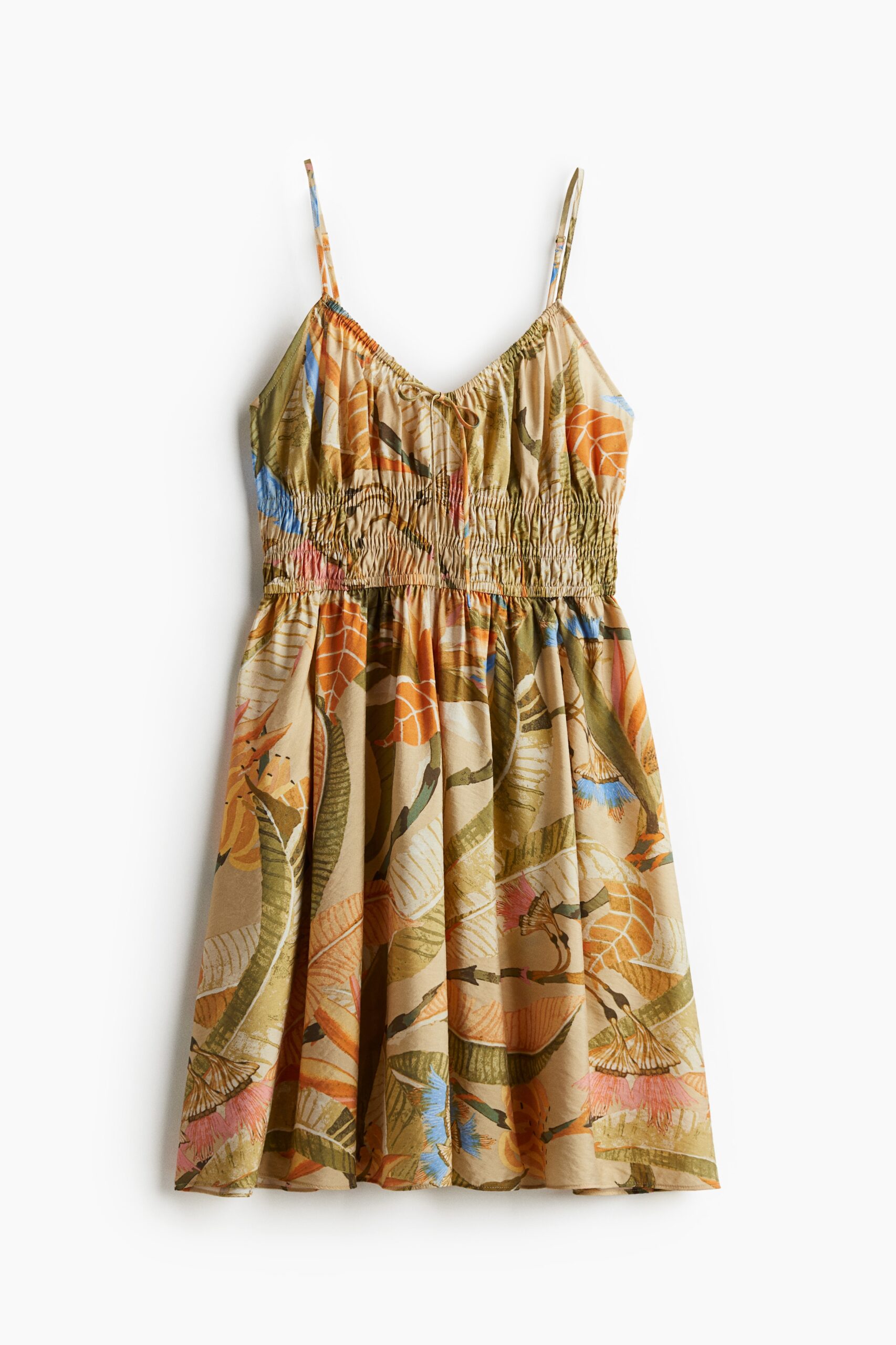 H & M - Strappy jurk met smokwerk - Beige/Bloemen H & M - Strappy jurk met smokwerk - Beige/Bloemen