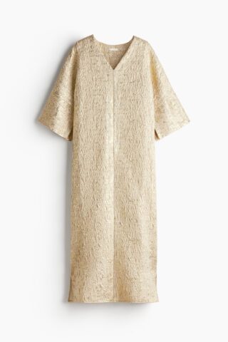 H & M - Kaftanjurk van brokaat - Goudkleurig