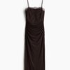 H & M - Tricot jurk met kant - Donkerbruin