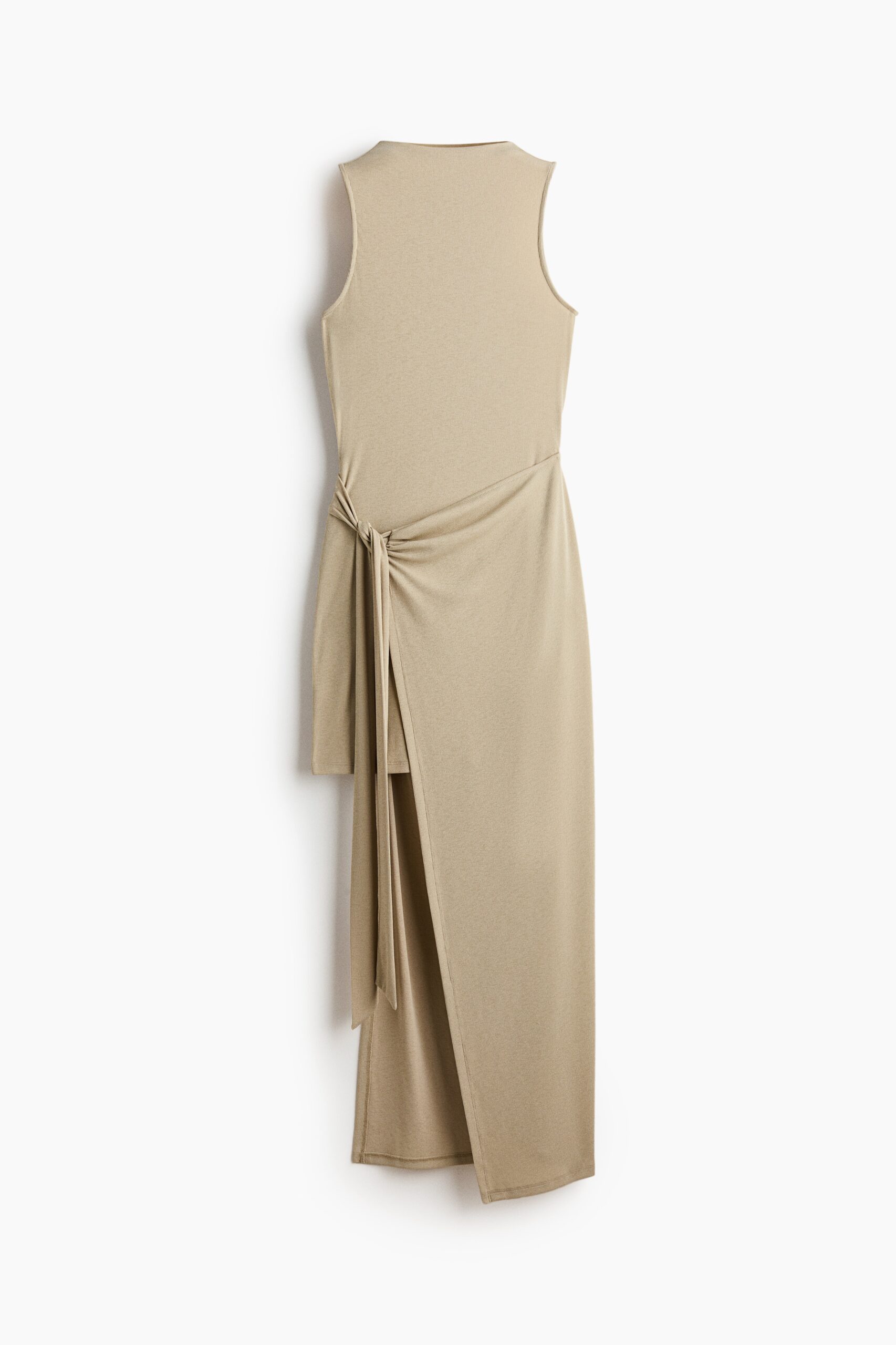 H & M - Geribde jurk met gelaagde rok - Lichtbeige