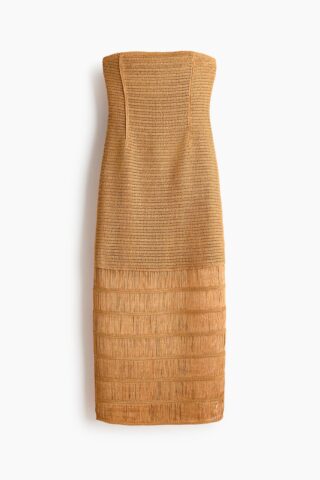H & M - Bandeaujurk met gehaakte look - Geel
