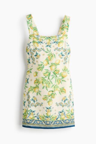 H & M - Mouwloze open-backjurk - Roomwit/Citroenen