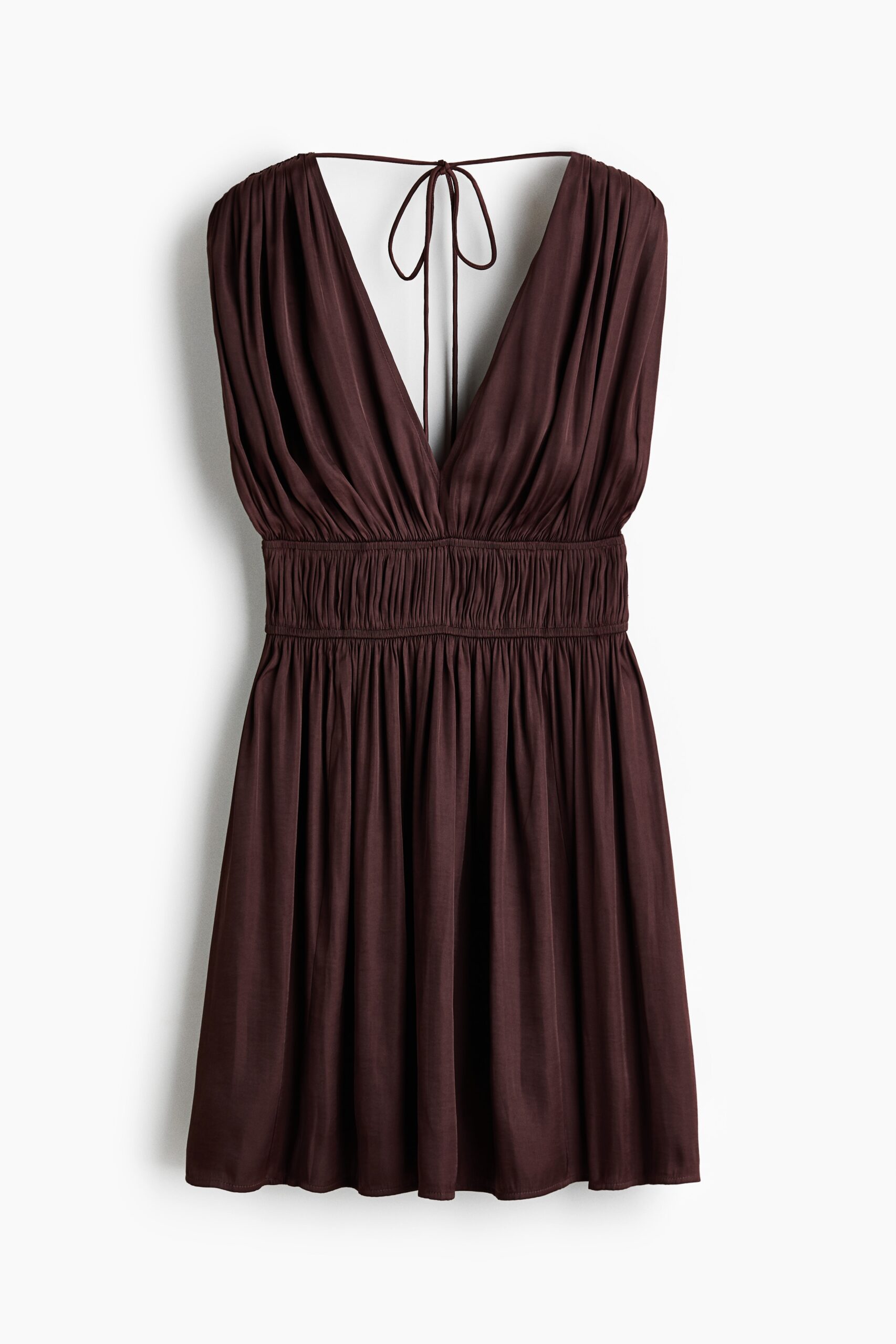 H & M - Gedrapeerde jurk met strikbandjes - Donkerbruin H & M - Gedrapeerde jurk met strikbandjes - Donkerbruin