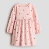 H & M - Katoenen jurk met print - Dusty Lichtroze/Kersen