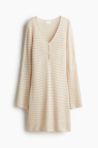 H & M - Ajourgebreide jurk - Lichtbeige