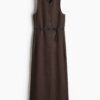 H & M - Doorknoopjurk met ceintuur - Donkerbruin