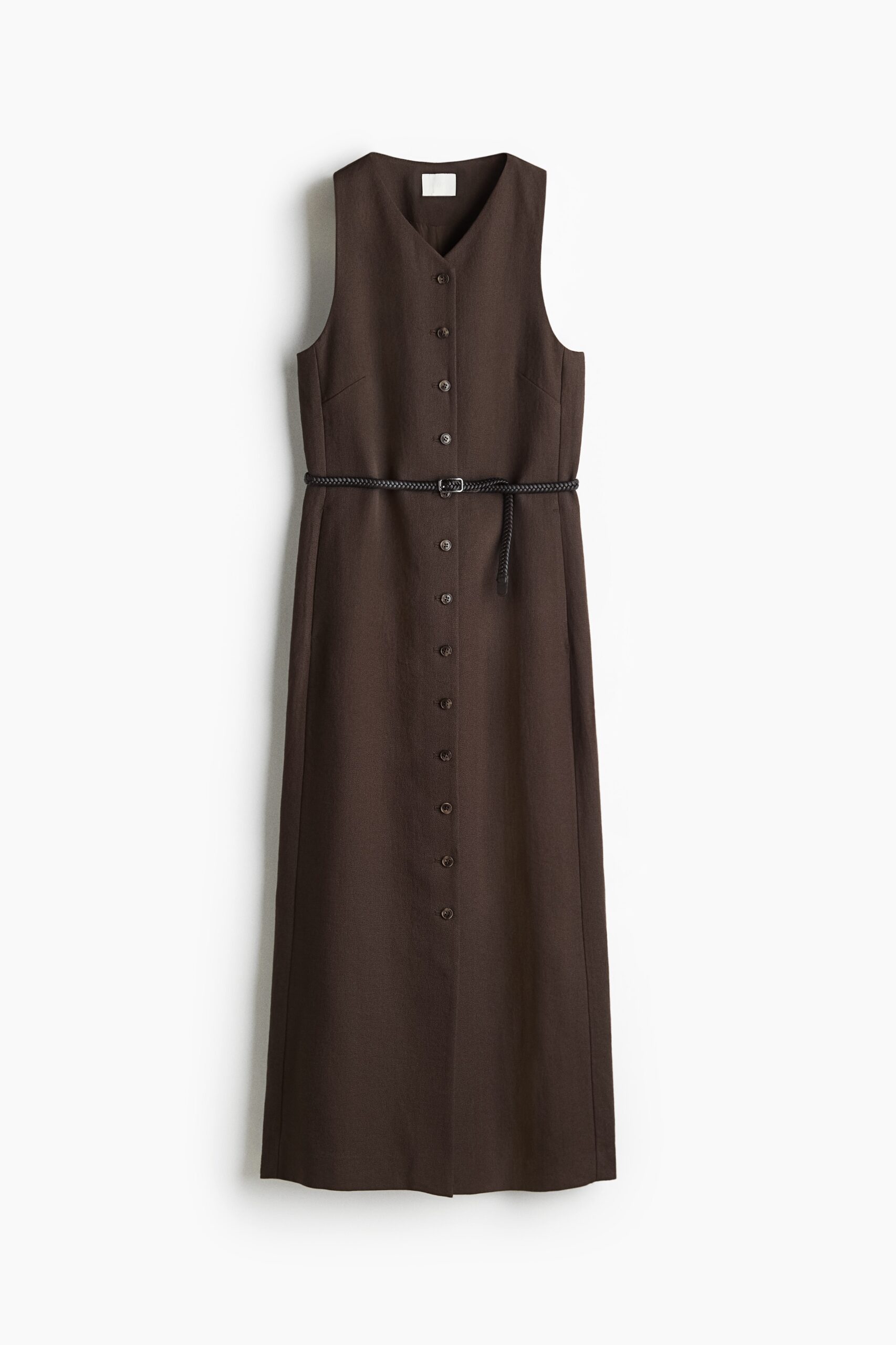 H & M - Doorknoopjurk met ceintuur - Donkerbruin H & M - Doorknoopjurk met ceintuur - Donkerbruin