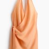 H & M - Halterstrandjurk met overslag - Lichtoranje