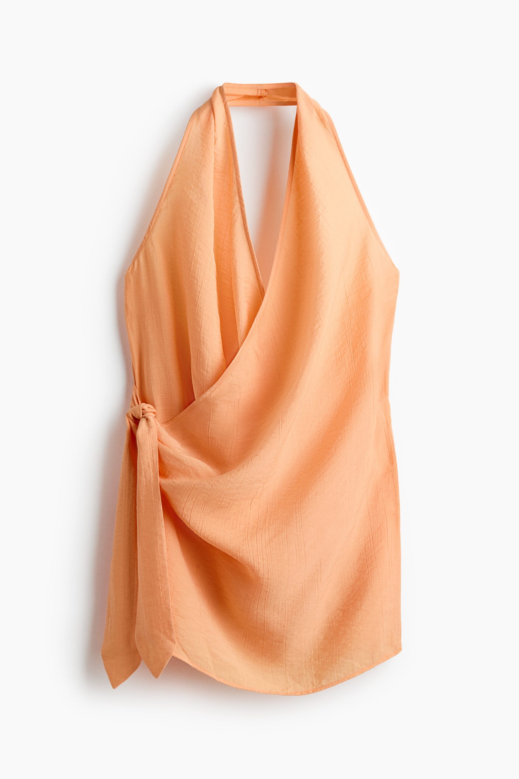 H & M - Halterstrandjurk met overslag - Lichtoranje