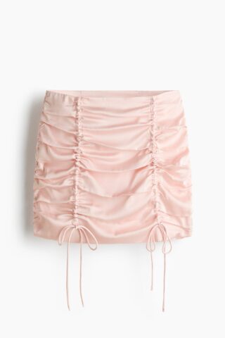 H & M - Ingerimpelde satijnen rok - Poederroze