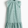 H & M - Jurk met broderie anglaise - Lichtturkoois