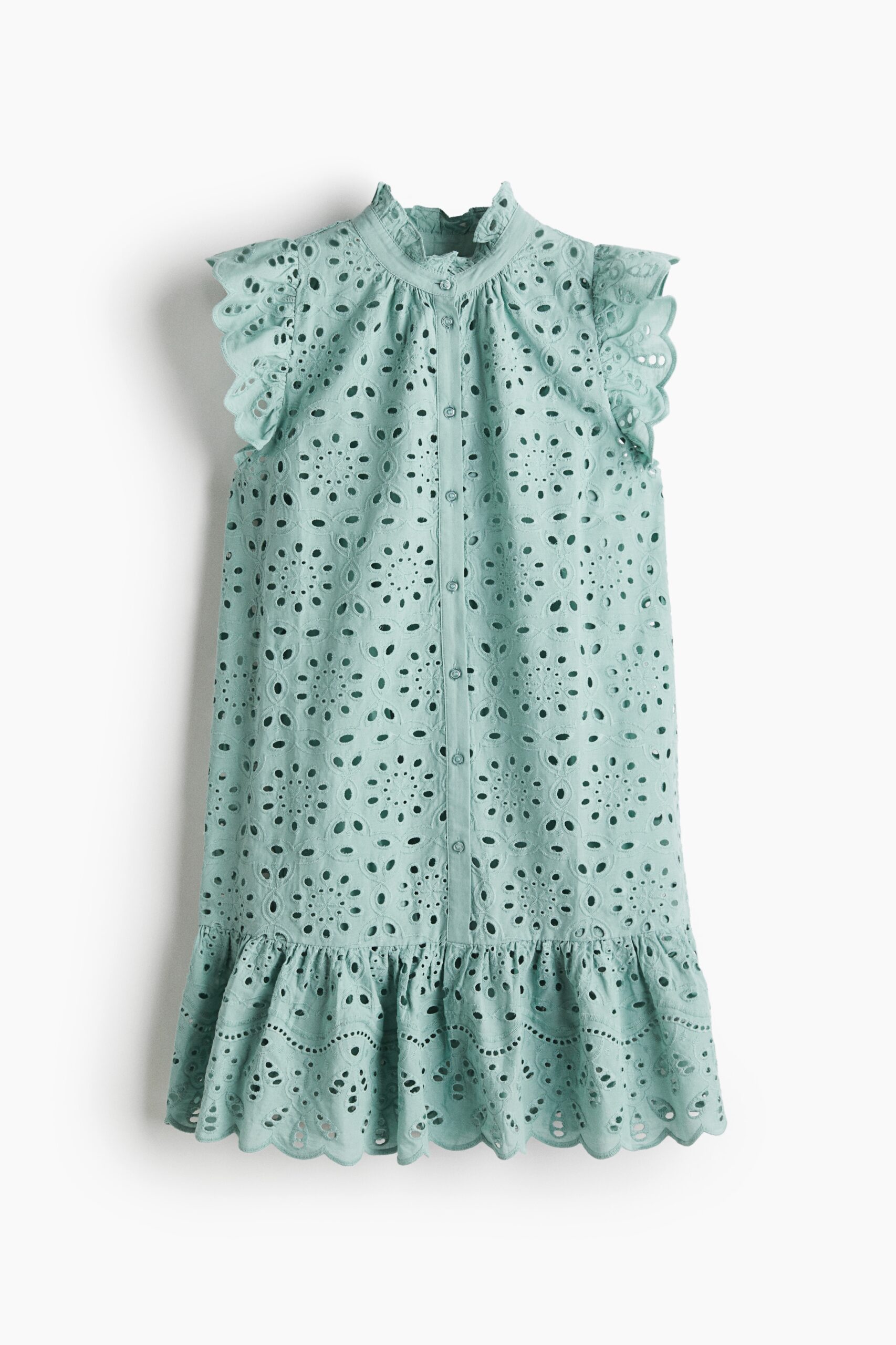 H & M - Jurk met broderie anglaise - Lichtturkoois H & M - Jurk met broderie anglaise - Lichtturkoois