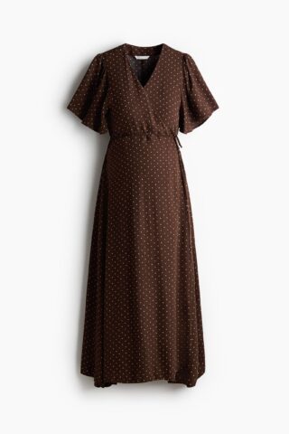 H & M - MAMA Voedingsjurk met overslag - Donkerbruin/Polkadot