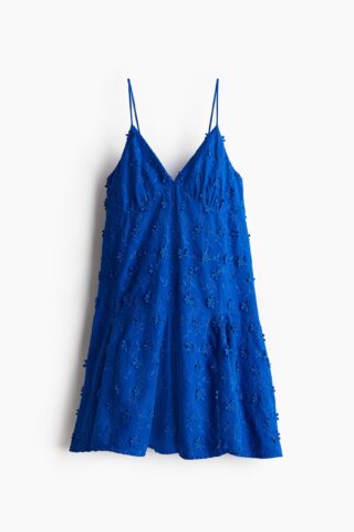 H & M - Katoenen jurk met applicaties - Helderblauw