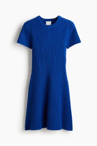 H & M - Ribgebreide jurk - Helderblauw