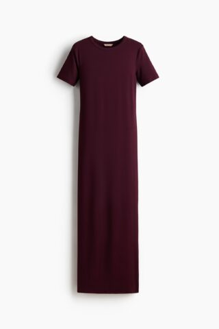 H & M - Lange T-shirtjurk - Bordeauxrood