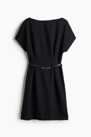 H & M - Twill jurk met ceintuur - Zwart
