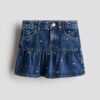 H & M - Denim rok - Donker Denimblauw/Hartjes