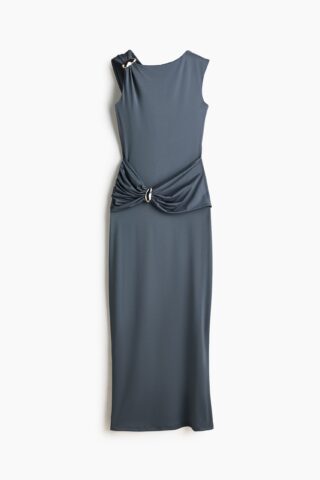 H & M - Jurk met draperie - Donkergrijs