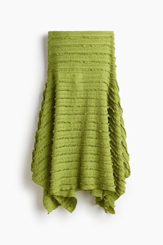 H & M - Asymmetrische rok met volantrandjes - Dusty Limegroen