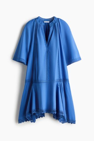 H & M - Katoenen jurk met kant - Blauw