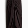 H & M - Gedrapeerde tricot rok - Donkerbruin